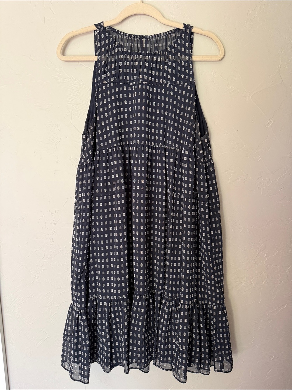 Current Air Navy and White Printed Sleeveless Dress